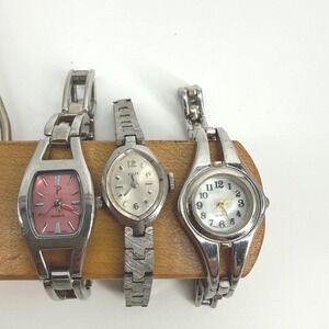 Vintage Watch Lot 3 Wyler Pink Dial Analog Repair‎ Project Stainless Steel 90s